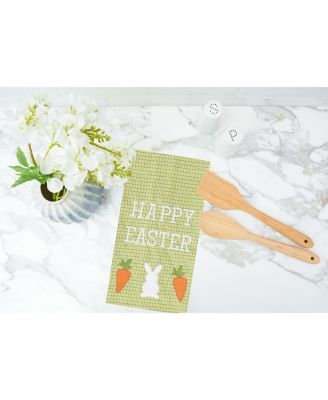 Happy Easter" Bunny Rabbit w/ Carrots Cotton Kitchen Dishtowel
