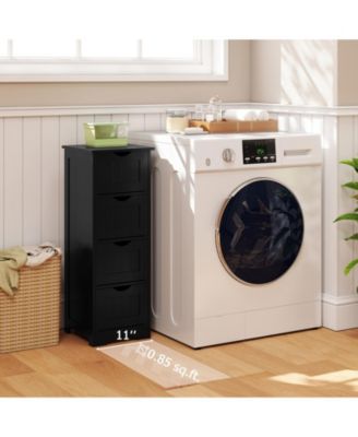 32.5”H MDF 4 Drawers Freestanding Narrow Side Storage Organizer Bathroom Floor Cabinet