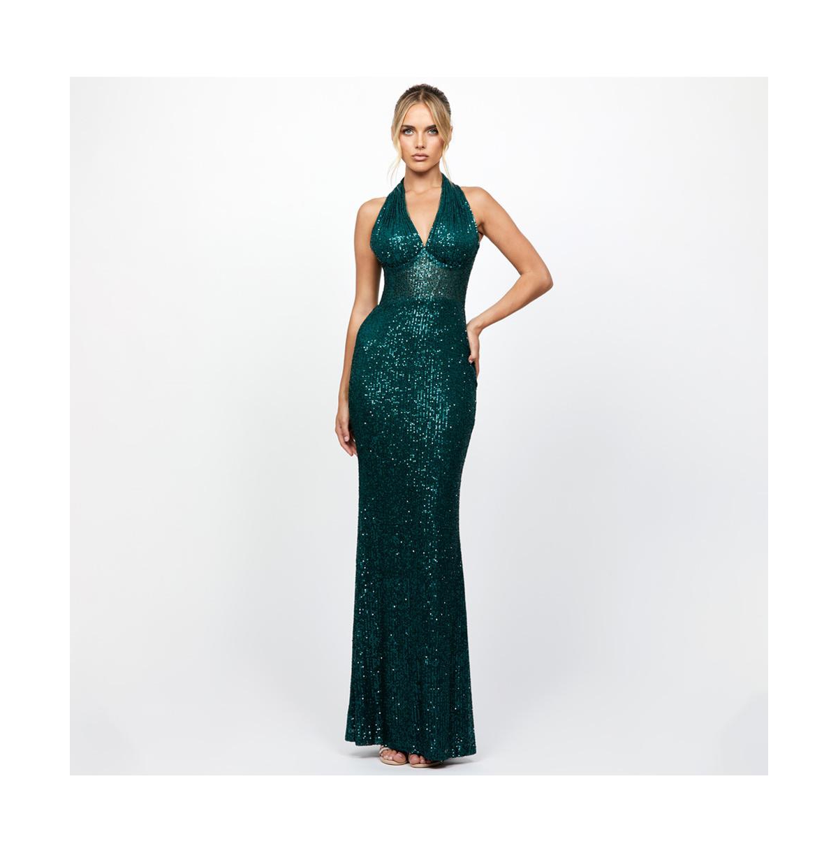 Bariano Women's Shaylyn Sequin Halter Gown