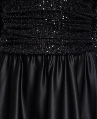 Petite 3/4-Sleeve V-Neck Sequin Midi Dress