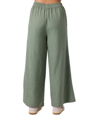 Juniors' Sanders Woven Flowy Pull-On Pants