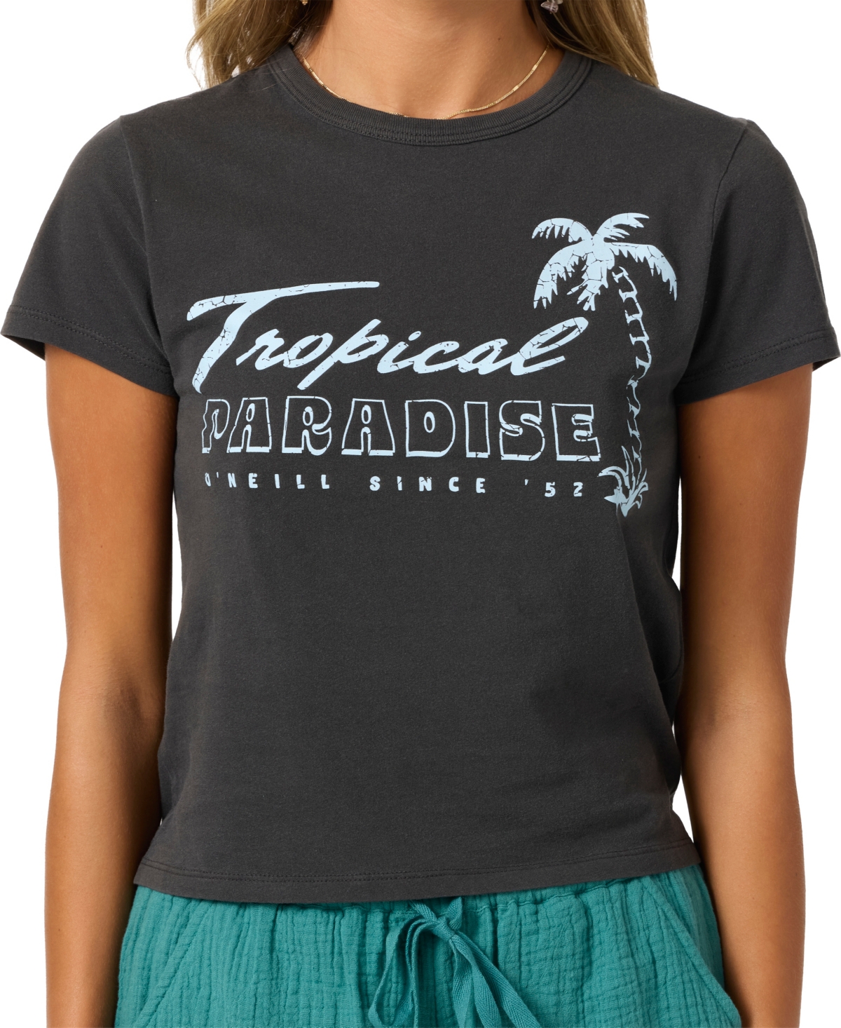 O'neill Women's Tropical Paradise Cropped T-shirt In Black