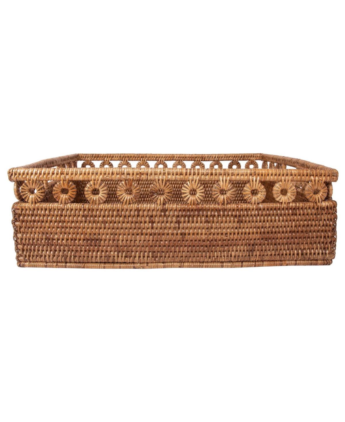 Artifacts Rattan Inna Design Rectangle Basket with Cutout Handles