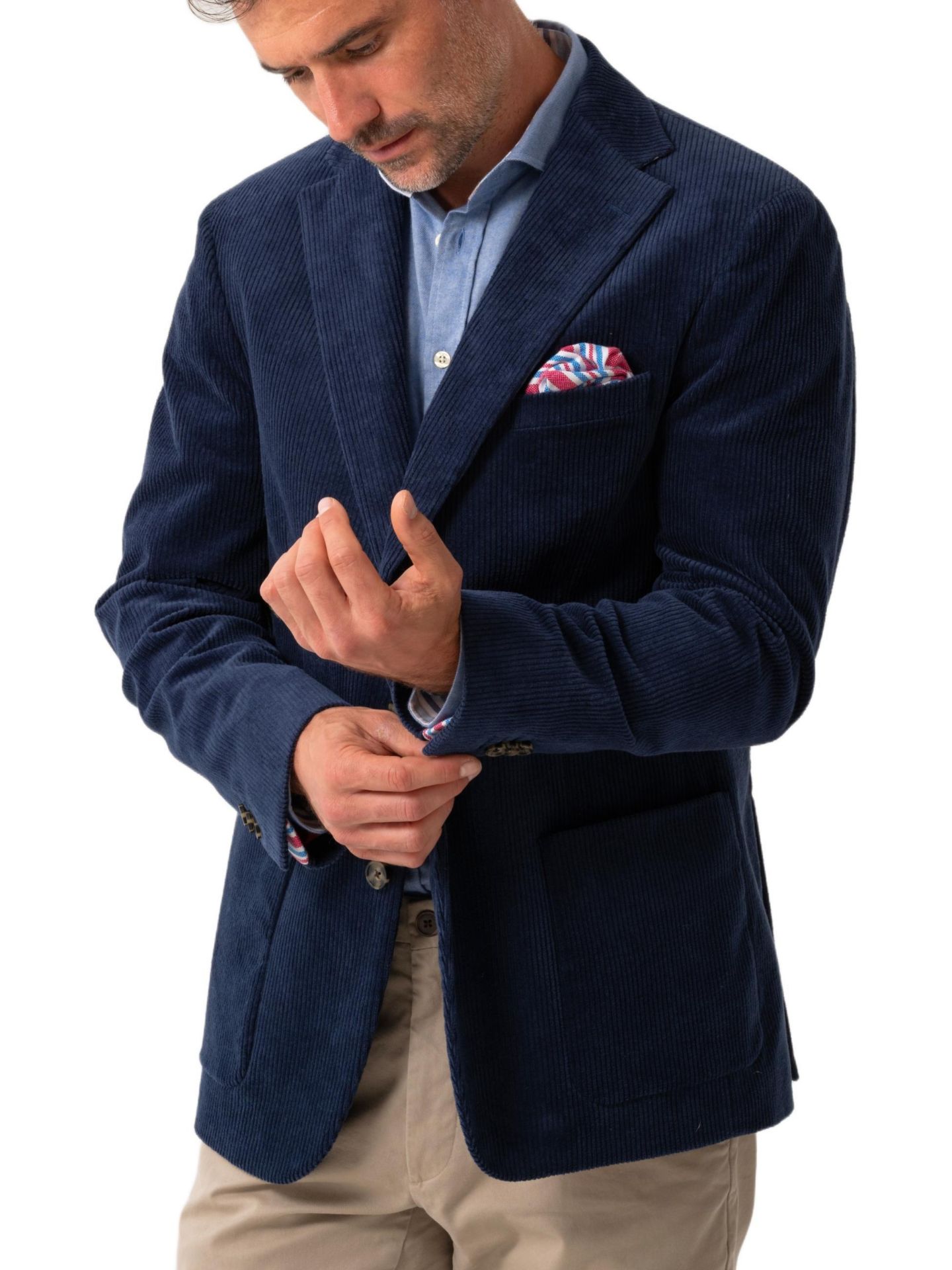 Мужской пиджак Koy Clothing Premium Blend Corduroy Blazer, цвет: Синий — фото 1