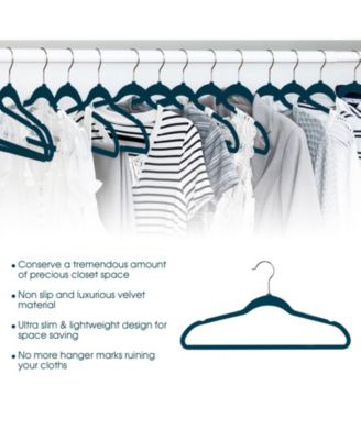 Home 50 Piece Flocked Velvet Clothes Hangers with Stainless Steel Swivel Hooks in Pink