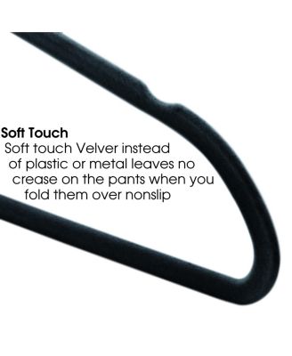 100 Piece Set of Velvet Slim Profile Heavy Duty Felt Hangers with Stainless Steel Swivel Hooks in Black