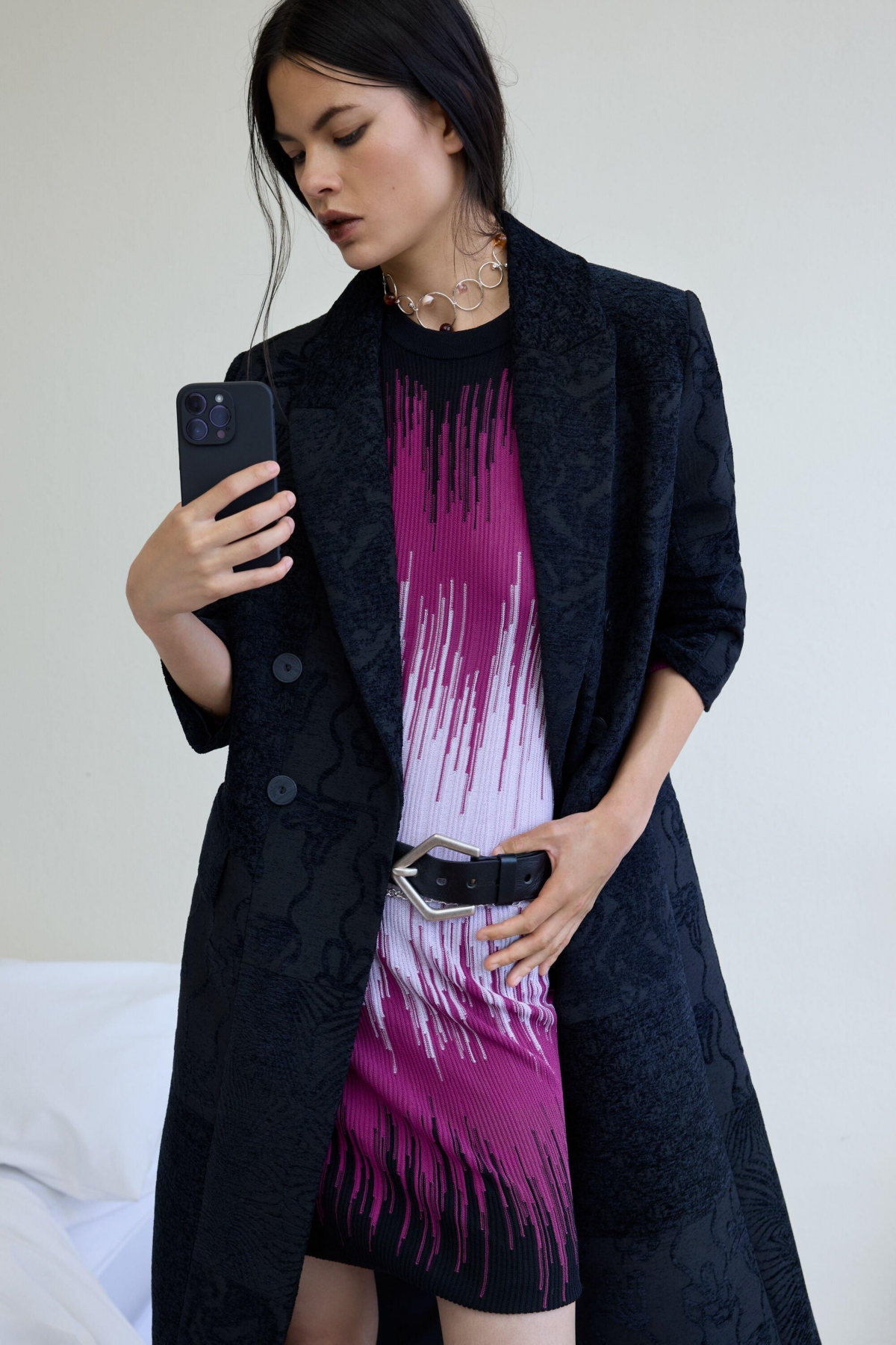 Desigual Women's Black textured coat