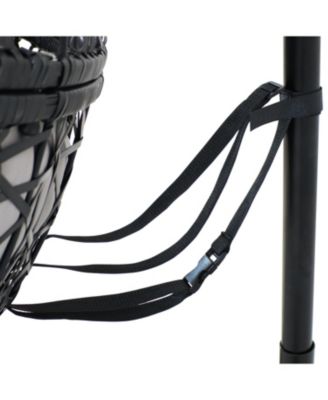 Outdoor Resin Wicker Jackson Hanging Basket Egg Chair Swing with Cushions, Headrest, and Steel Stand Set - 3pc