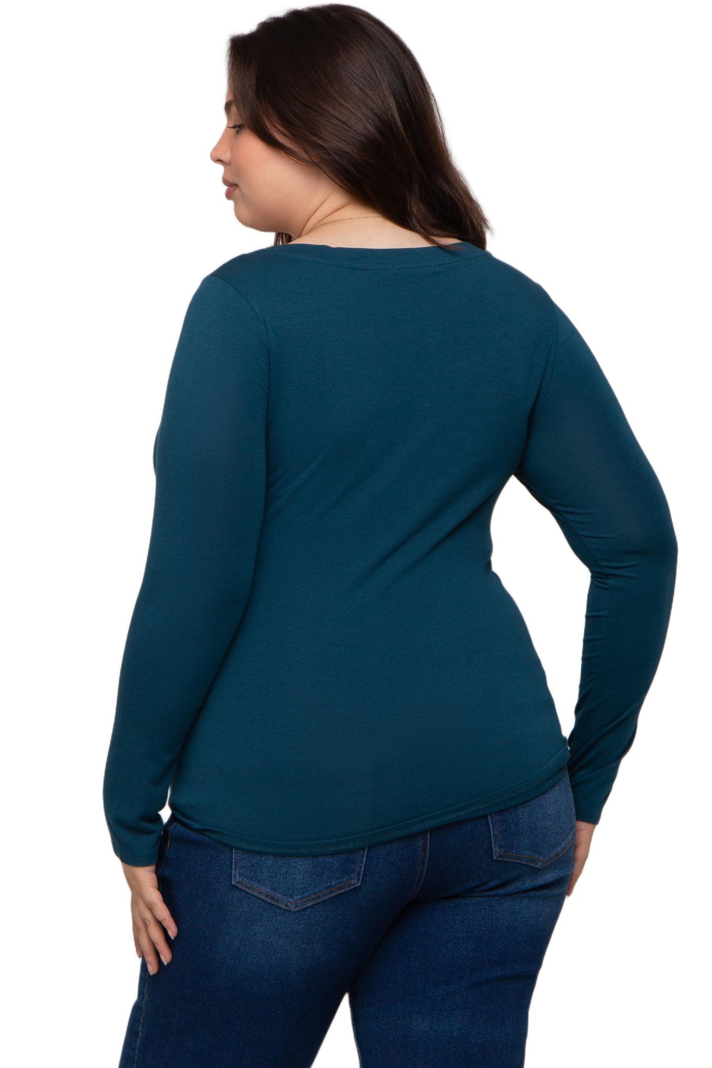 Женский топ Pinkblush Plus Size Basic Long Sleeve, цвет: Тёмный бирюзовый — фото 2