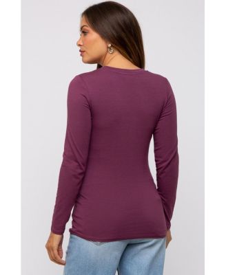 Plum Long Sleeve Maternity Top