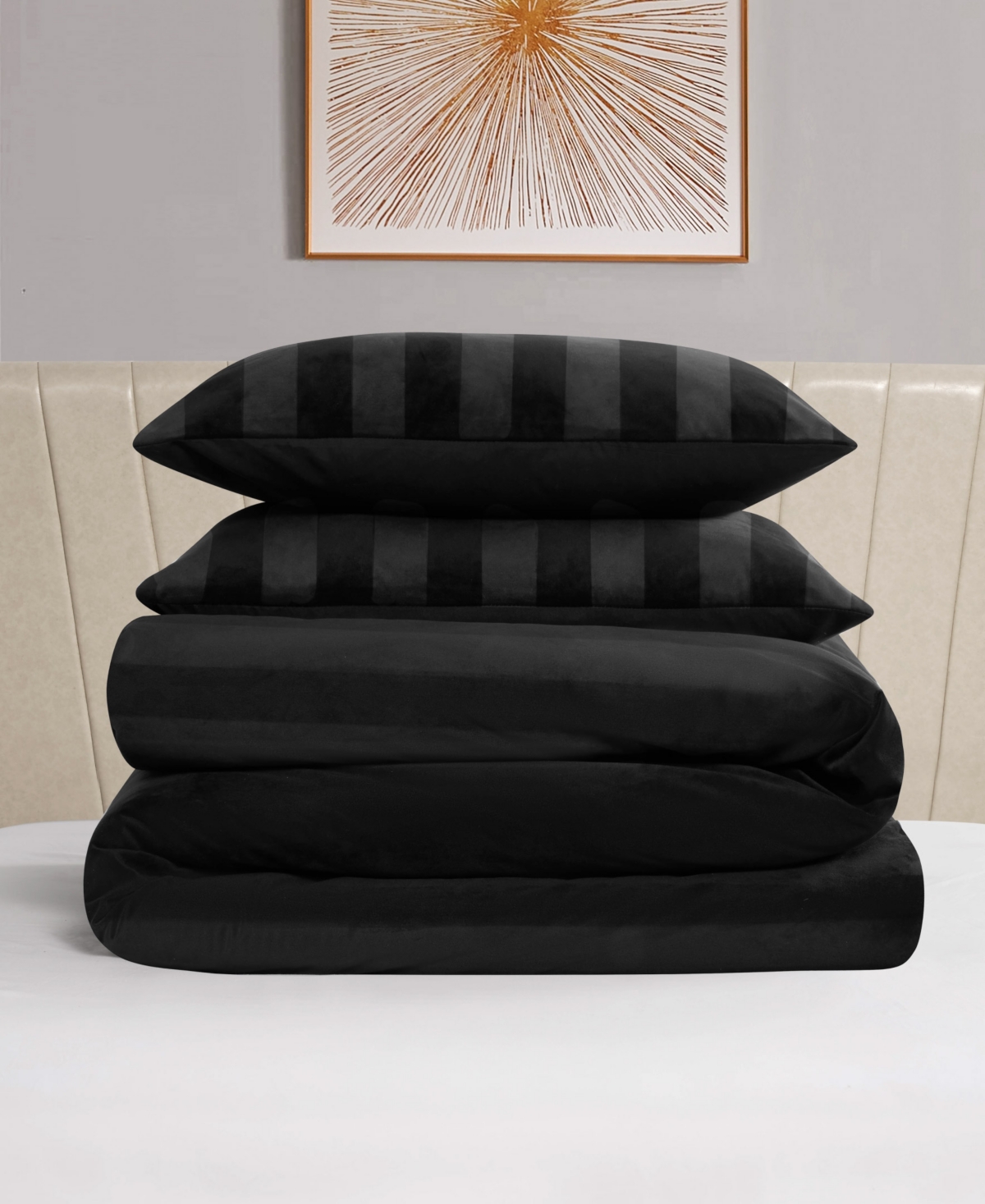 Juicy Couture Jenny Velour Striped Jacquard 3-Pc. Duvet Cover Set