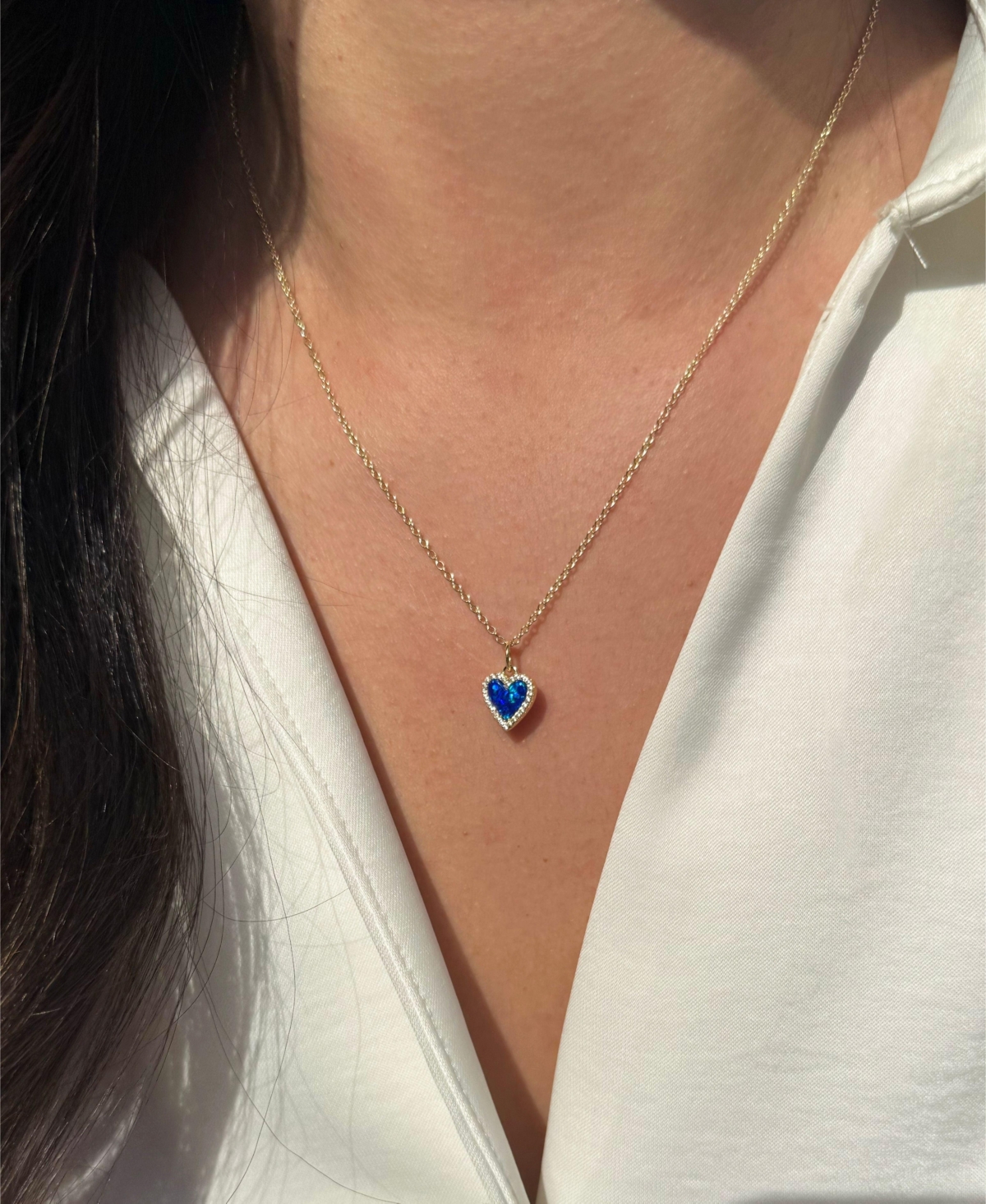 Kamaria Mini Heart Necklace With Lab-grown Opal In 14k Gold Plated Sterling Silver In Gold