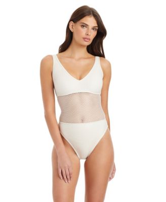 Sea Crochet Over The Shoulder Scoop Neck Tank Swimsuit