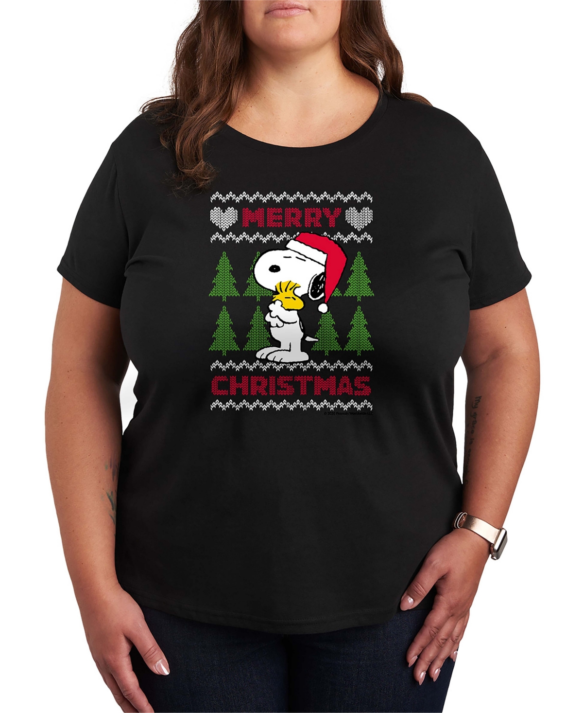 Merry Christmas Snoopy and Woodstock Women's Short Sleeve Graphic T-shirts