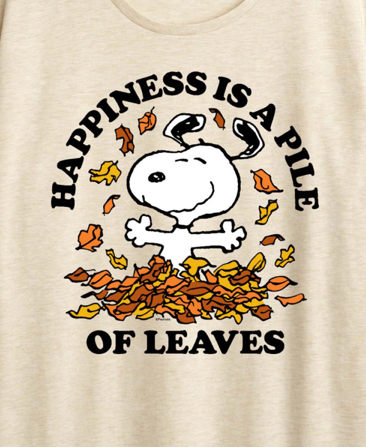 Snoopy Hybrid Apparel Plus SizeHappiness is a Pile of Leaves Women's Short Sleeve Graphic T-shirts