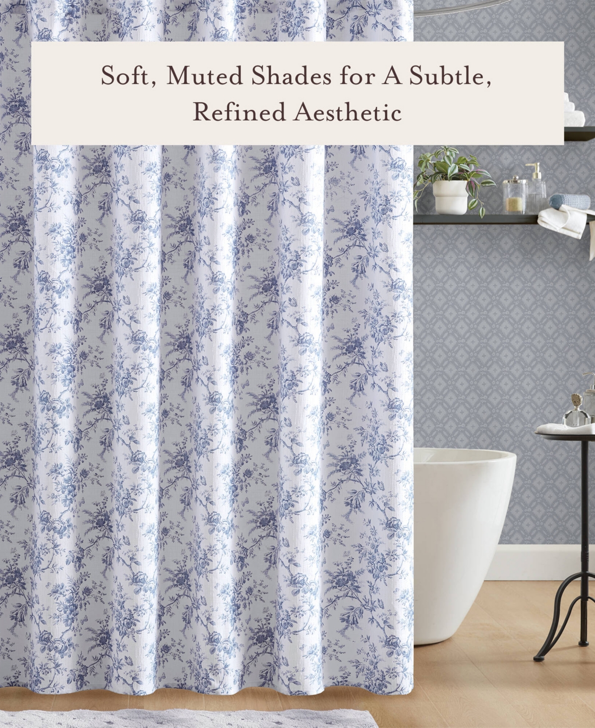 Laura Ashley Walled Garden Tonal Floral Shower Curtain