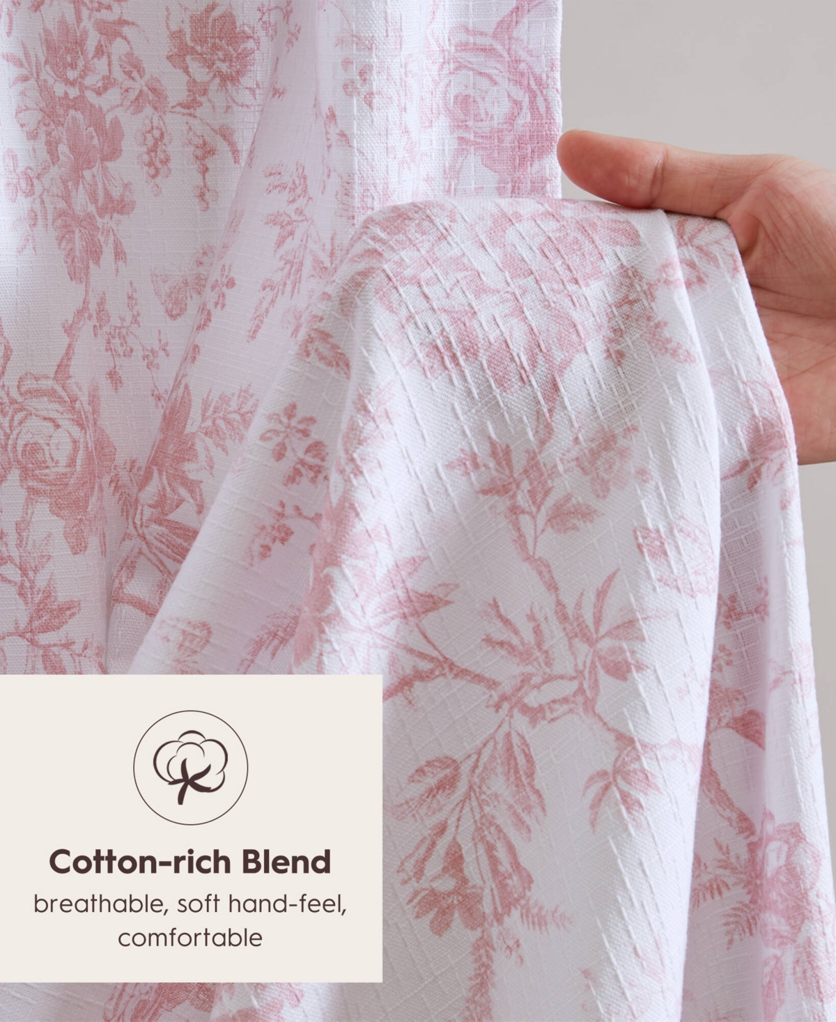 Laura Ashley Walled Garden Tonal Floral Shower Curtain, 72" X 84" In Pink