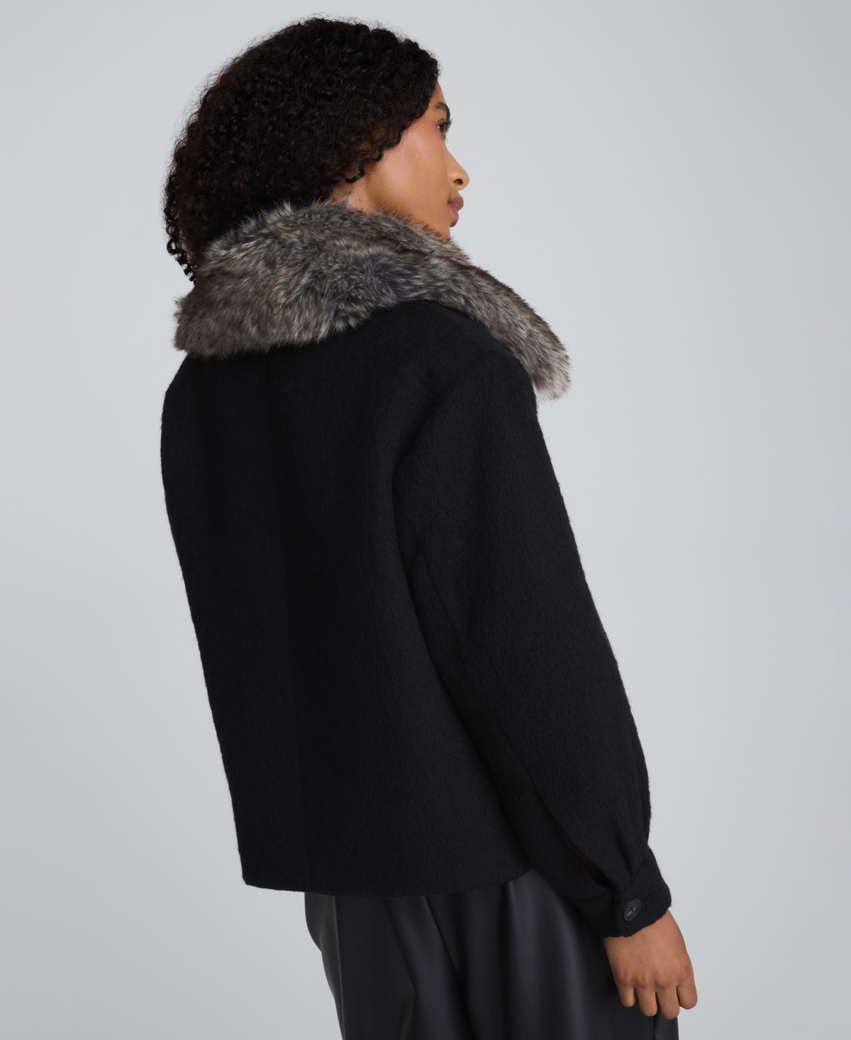 Kenneth Cole Juniors Women's Collared Cropped Peacoat