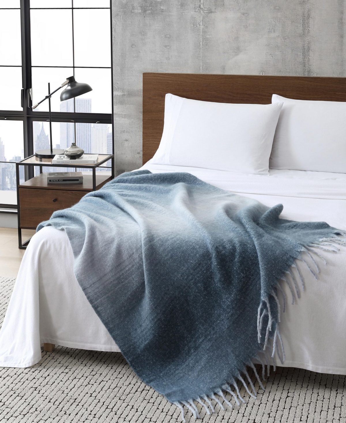 Kenneth Cole New York Faux Fur Mohair Throw Blanket, 70" X 50" In Multi