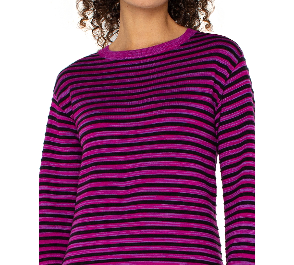 Liverpool Los Angeles Petite Long Sleeve Boxy Round Neck Sweater In Purple