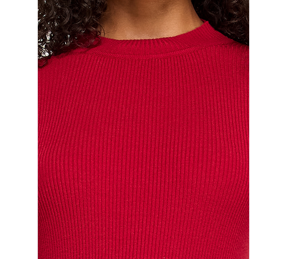 Bcx Juniors' Long Sleeve Mock Neck Slim Sweater Dress In Red