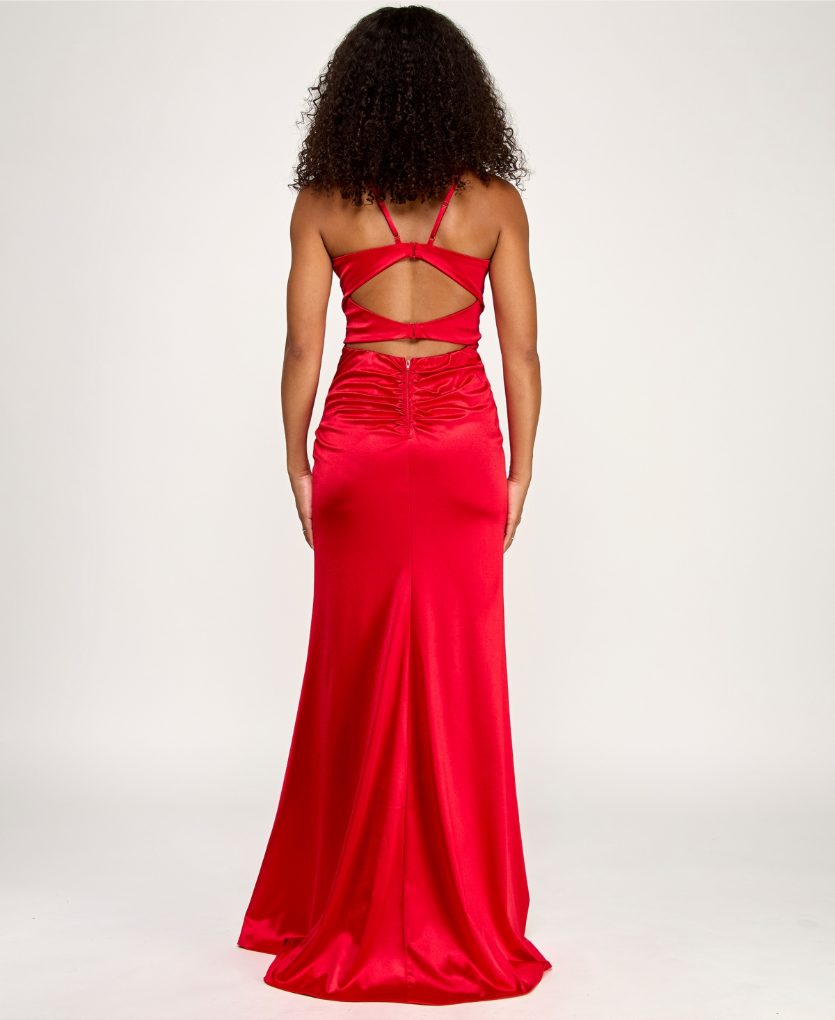 Emerald Sundae Juniors' Corset-front Cutout-back Gown, Created For Macy's In Red