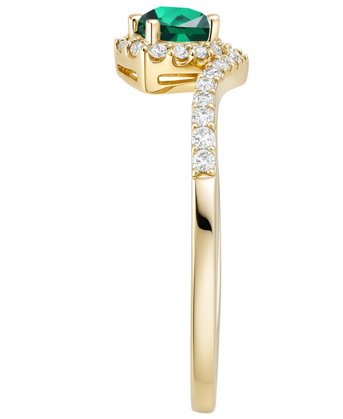 Macy's Lab-grown Emerald (1/2 Ct. T.w.) And Lab-grown White Sapphire (3/8 Ct. T.w.) Ring In 14k Gold Over S In Gold