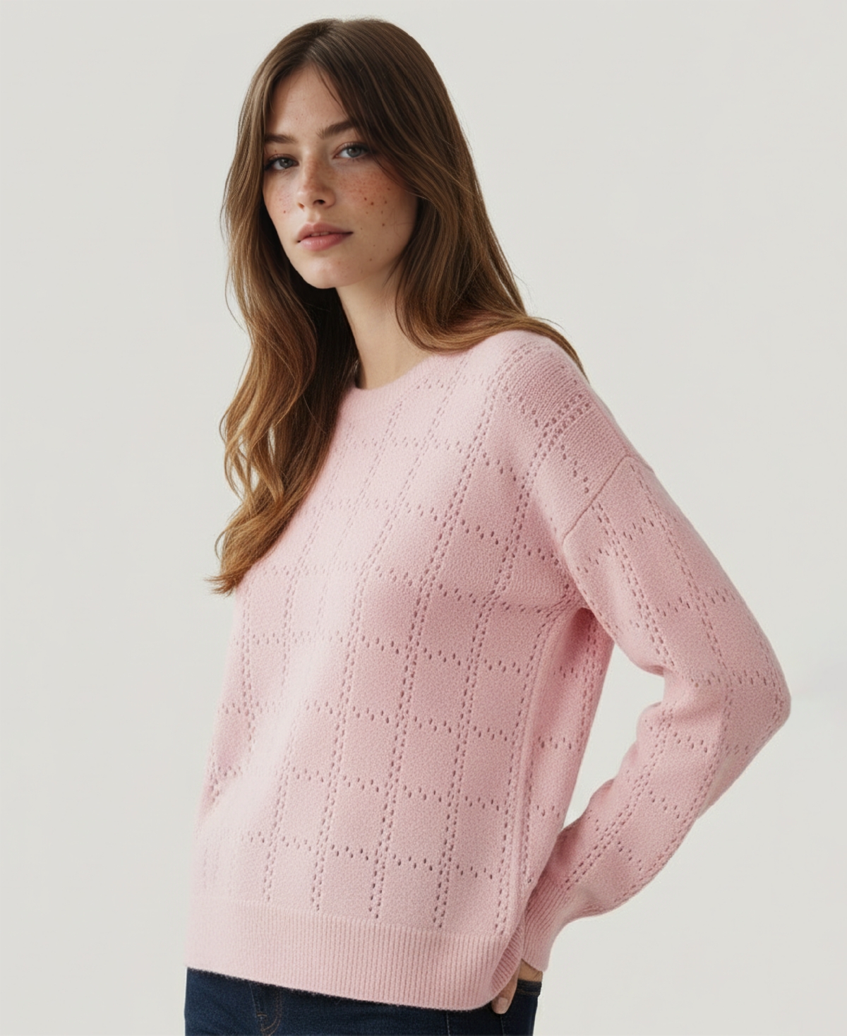 Naadam Women's Cashmere Pointelle Long Sleeves Sweater