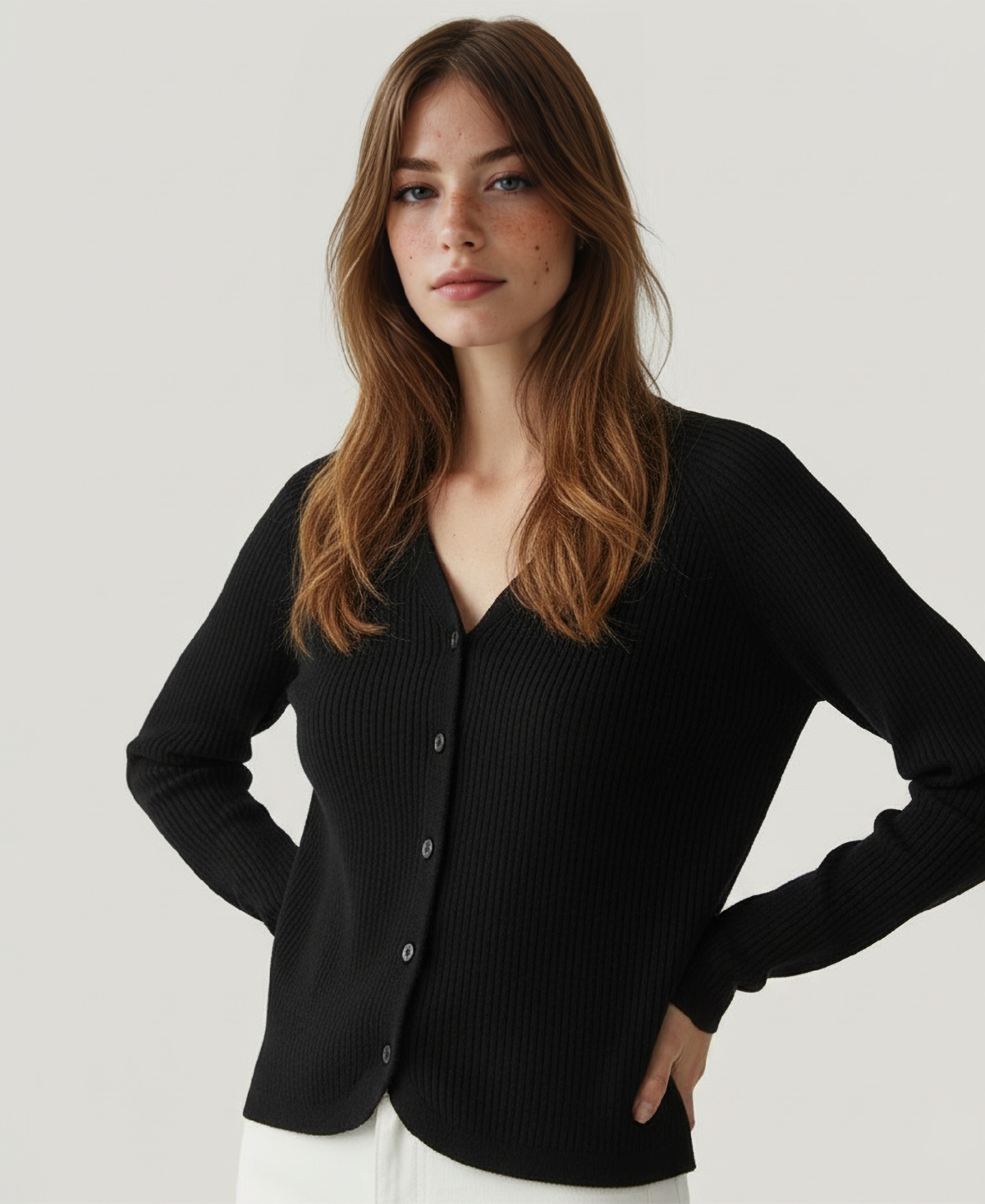 Naadam Women's Tulip Hem Button Cardigan Sweater