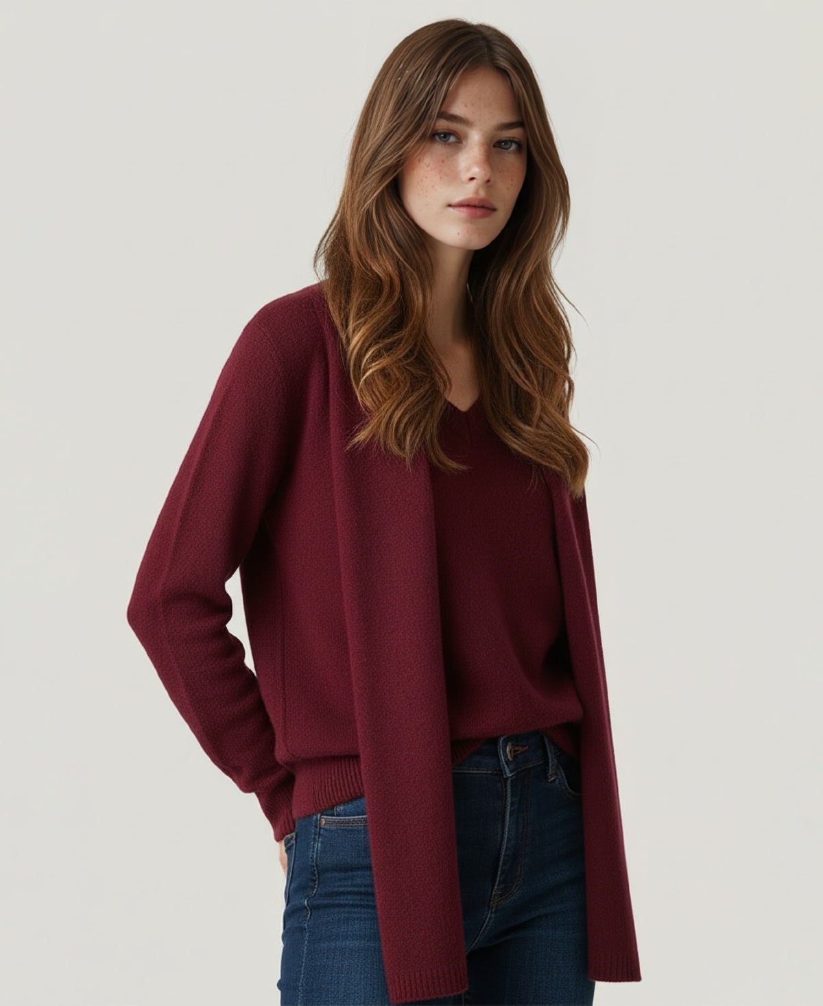 Naadam Women's Long Sleeves Scarf Sweater In Burgundy