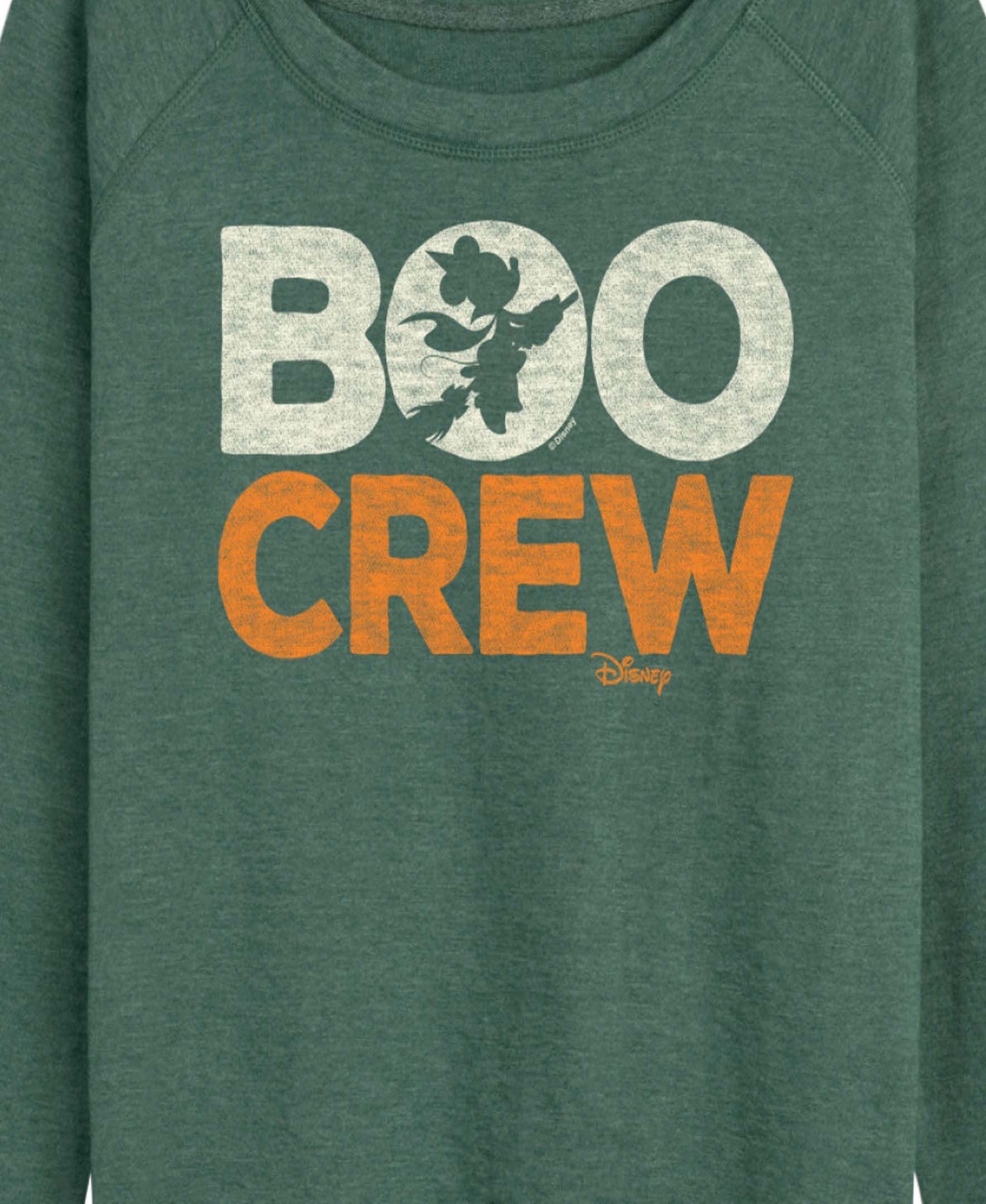 Hybrid Apparel Disney Halloween Minnie Mouse Boo Crew Women's French Terry Long Sleeve Shirt In Green