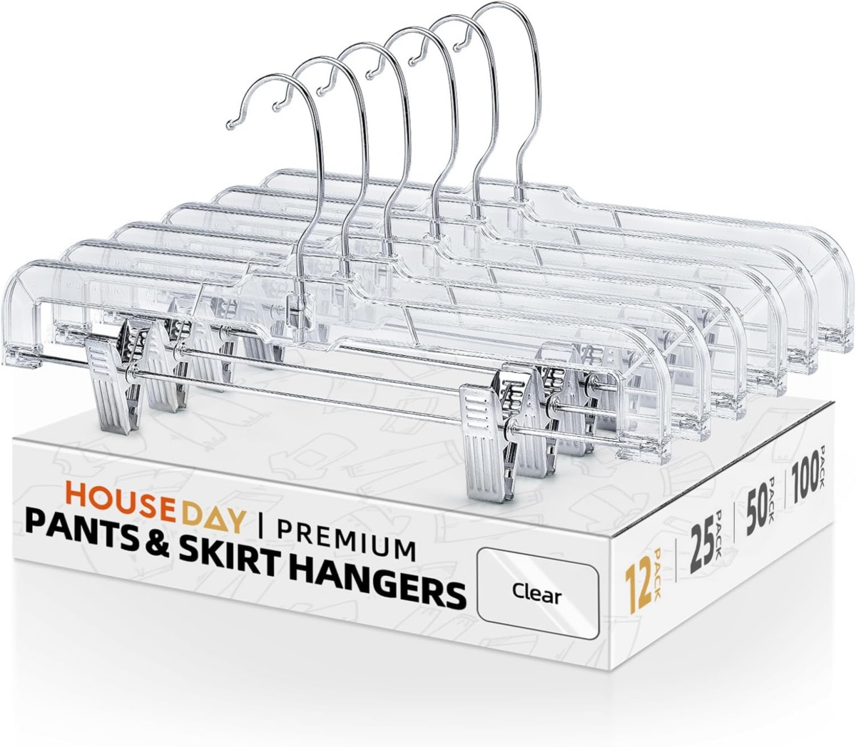 14 inch Plastic Pant & Skirt Hangers with Adjustable Clips