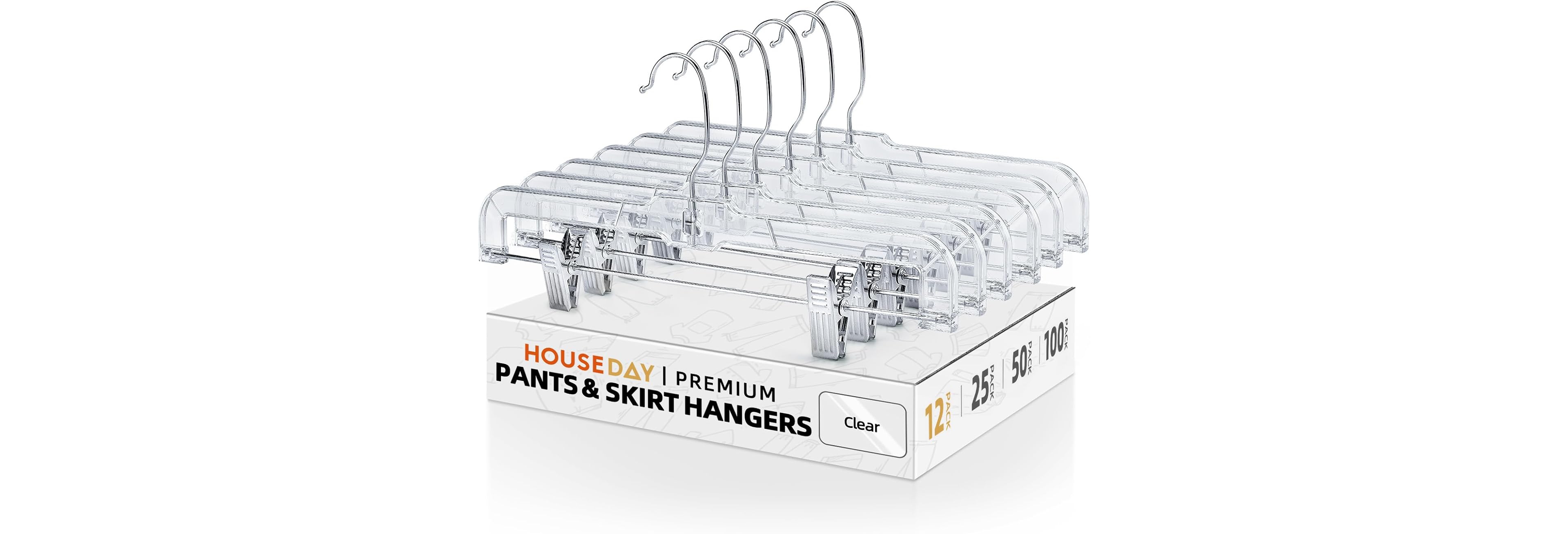 14 inch Plastic Pant & Skirt Hangers with Adjustable Clips