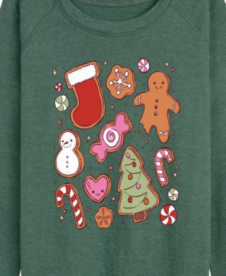Plus Size Cute Christmas Cookies French Terry Long Sleeve T-Shirt