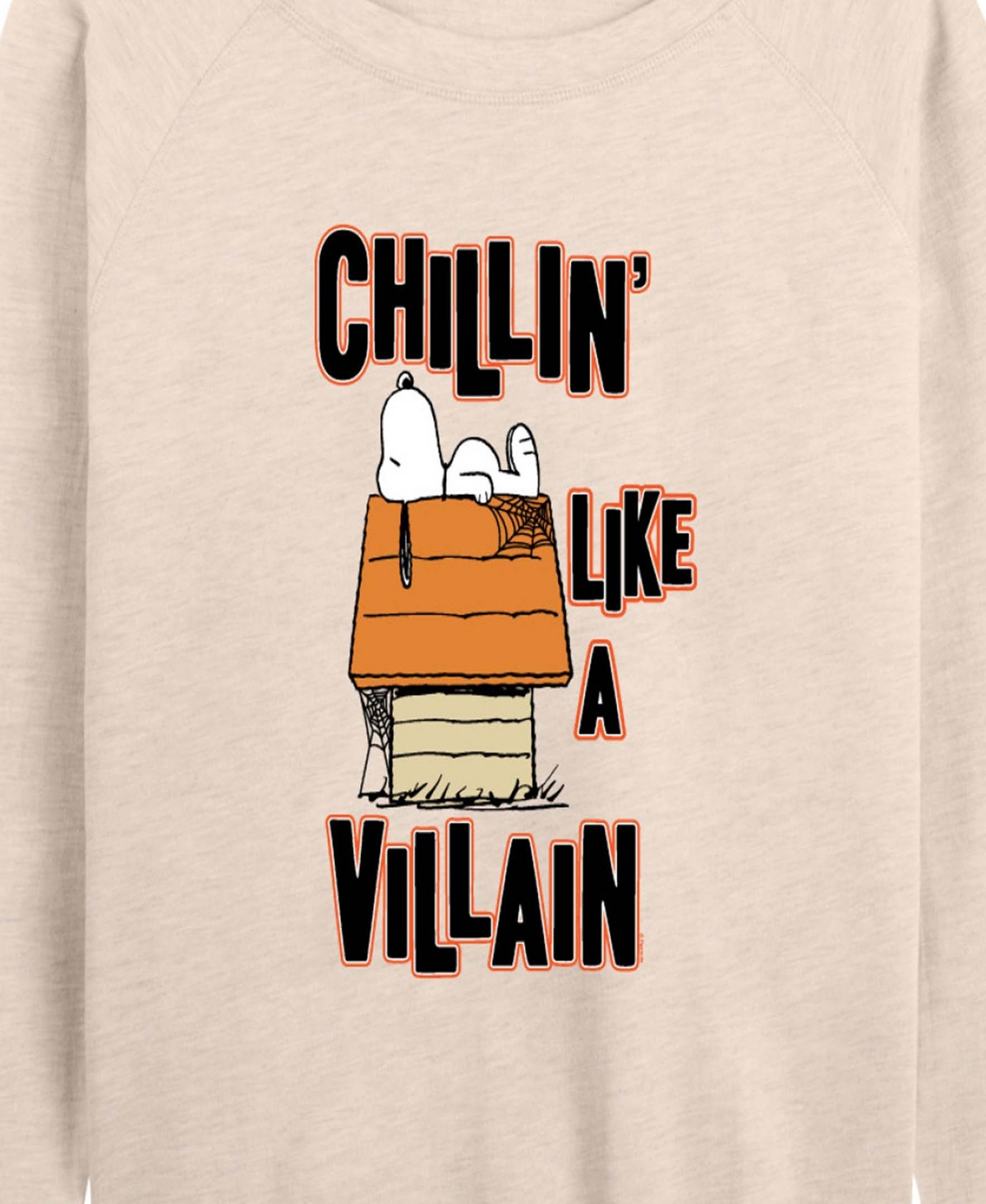 Hybrid Apparel Halloween Snoopy Chillin Women's French Terry Long Sleeve Shirt In Multi