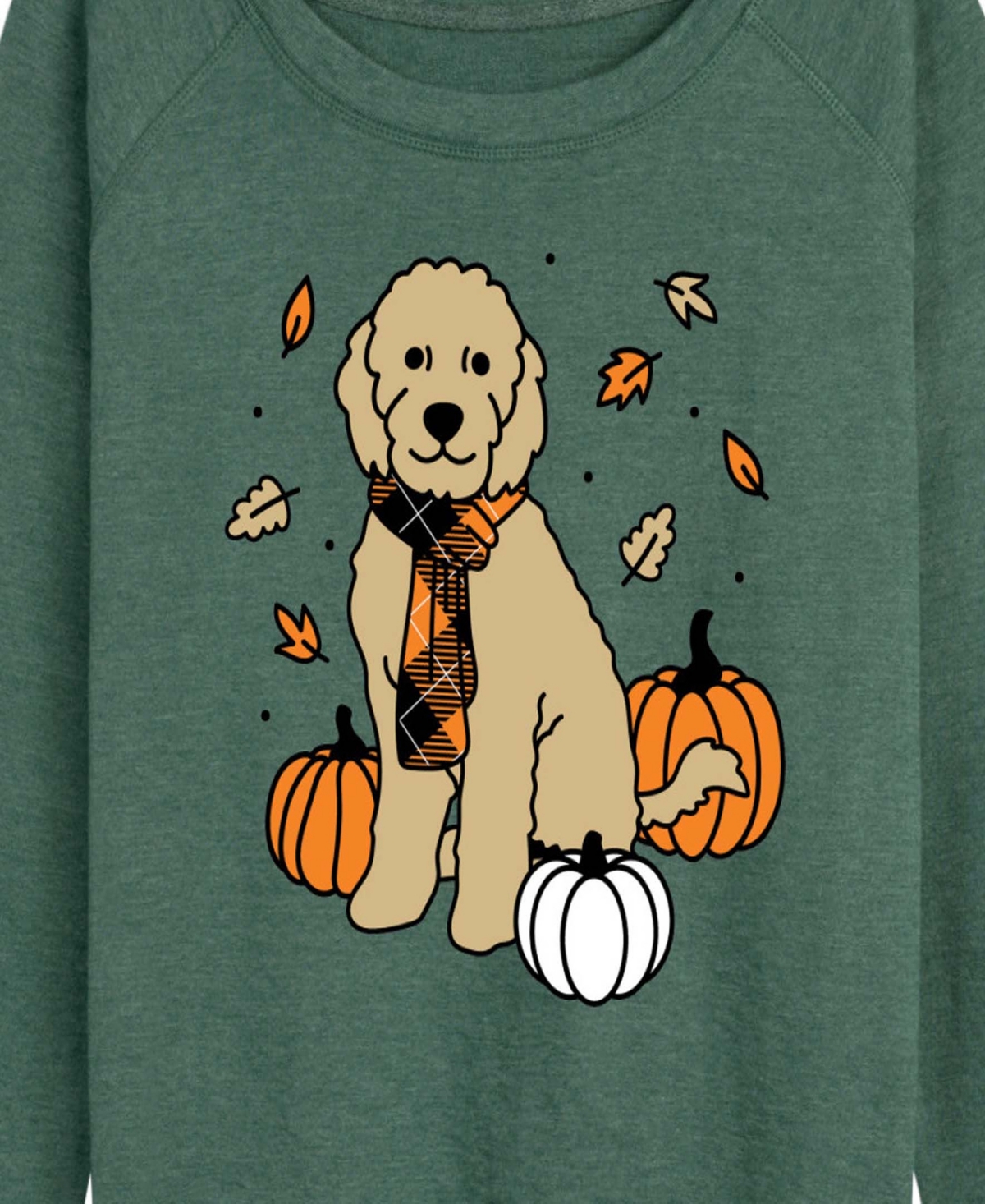Hybrid Apparel Fall Goldendoodle Women's French Terry Long Sleeve Shirt In Green