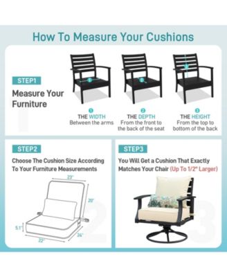 22'' x 24'' Outdoor Deep Seat Chair Cushion Set Olefin Fabric Slipcover and Sponge Foam (Set of 2 Seats, 2 Backs, 2 Pillows)