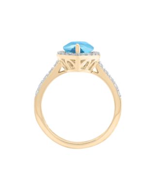 Blue Topaz (4 ct. t.w) & Diamond (3/8 ct. t.w) Marquise Ring in 14k Yellow Gold
