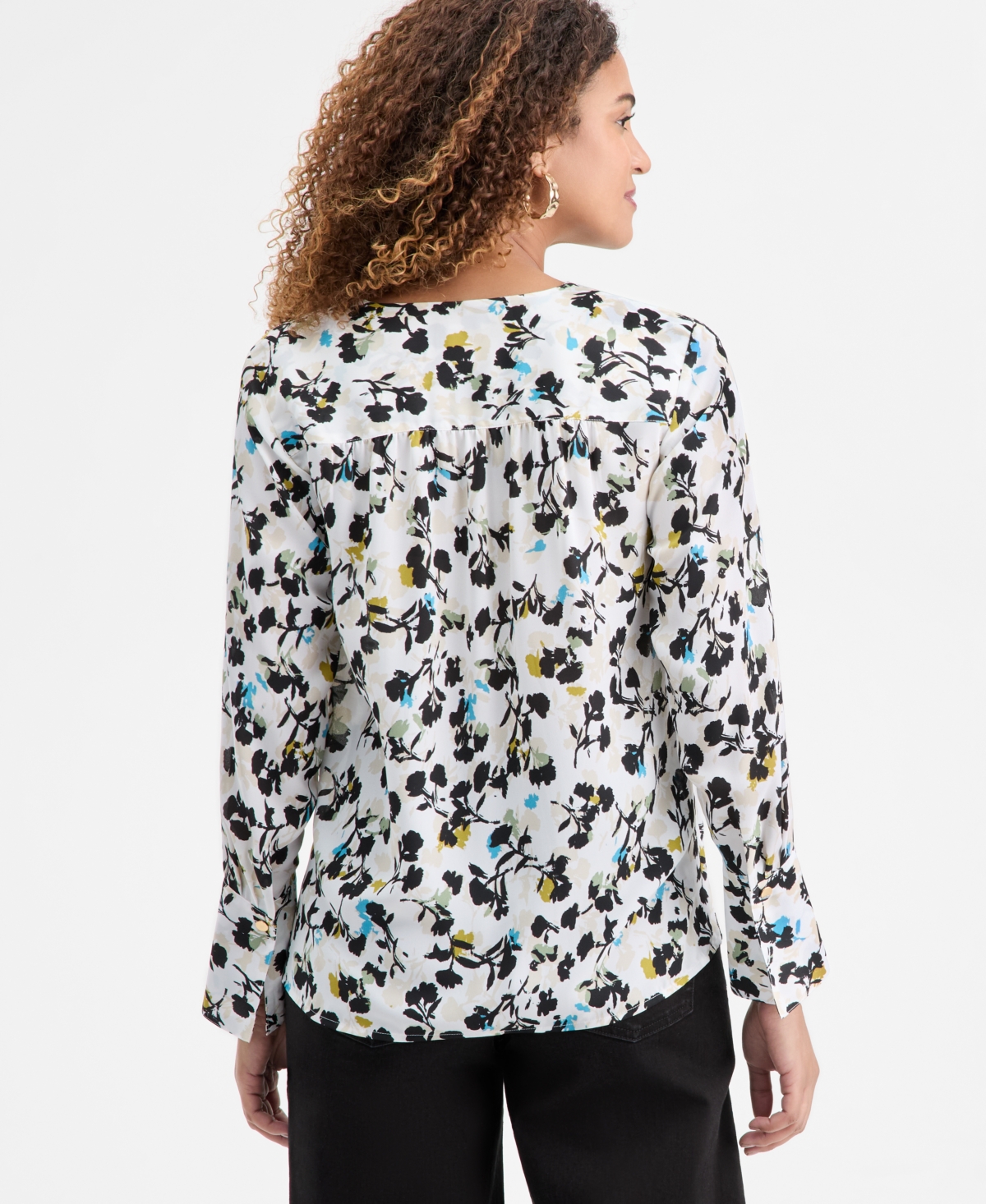 Inc International Concepts Women's Surplice Long-sleeve Blouse, Exclusively At Macy's In Pink