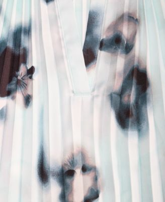 I.N.C. Concepts Women's Printed Pleated Split-Neck Blouse, Macy's Exclusive