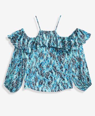 Women's Printed Cold-Shoulder Top, Macy's Exclusive