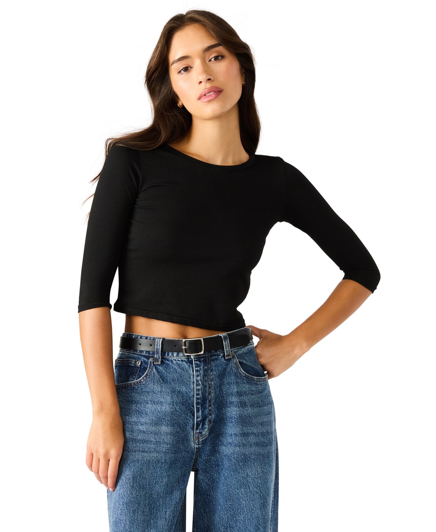 Женские ремни Steve Madden 2 Piece Smooth and Textured, цвет: Коричневый / Чёрный — фото 6