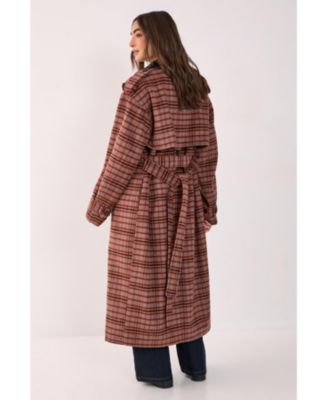 Women's Check Vinyl Collar Trench Coat