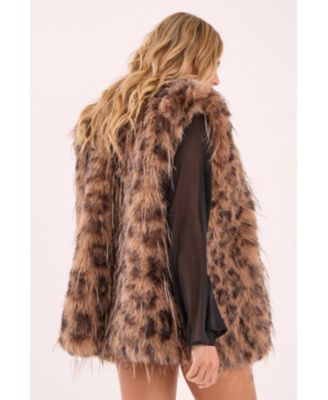 Women's Leopard Print Faux Fur Gilet