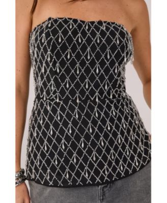 Droplet Embellished Longline Bustier Top
