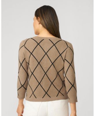 Women's Argyle Crewneck Cardigan