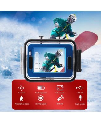 Sound Around Gear Pro Sports Action Camera 1080P Mini Camcorder 12MP 2.4" Touch Screen Waterproof Case with Wireless Remote Control