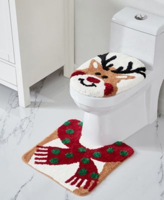 Reindeer Holiday Bath Rug Set, 2 Count