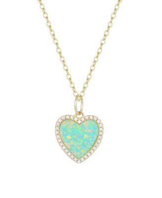 Kamaria Heart Necklace with Lab-Grown Opal in 14k Gold Plated Sterling Silver - Light green opal 95$