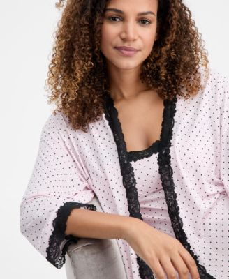 Women's Lace-Trim Knit Wrap Robe